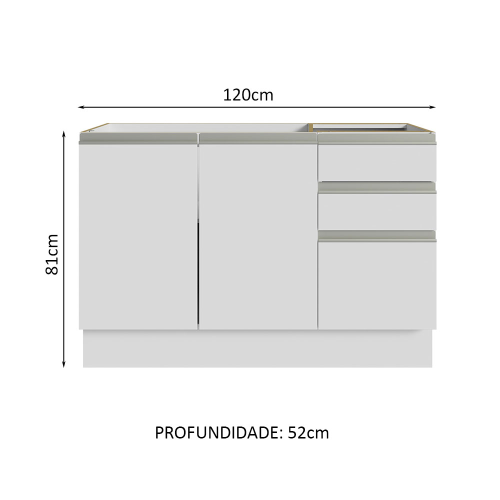 Foto 4 pulgar | Armario para Baño Madesa de 120 cm con 2 Puertas y 3 Cajones Blanco
