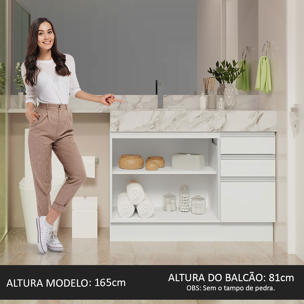 Foto 6 pulgar | Armario para Baño Madesa de 120 cm con 2 Puertas y 3 Cajones Blanco