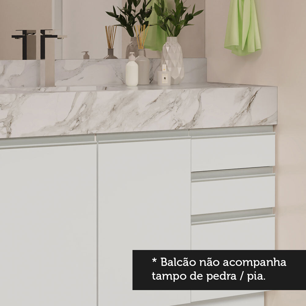 Foto 7 pulgar | Armario para Baño Madesa de 120 cm con 2 Puertas y 3 Cajones Blanco