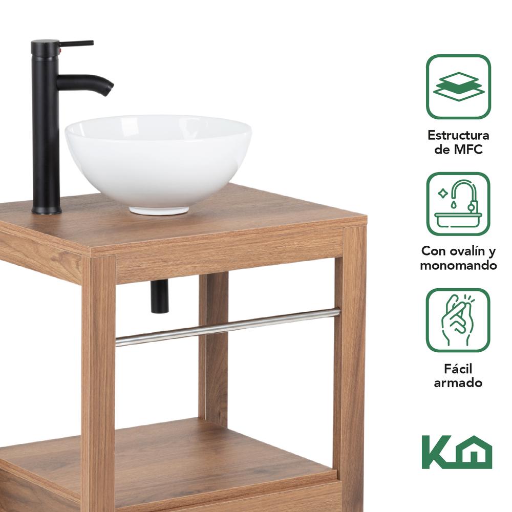 Foto 4 pulgar | Mueble Gabinete Para Baño Lavamanos Lavabo Ovalin Toallero