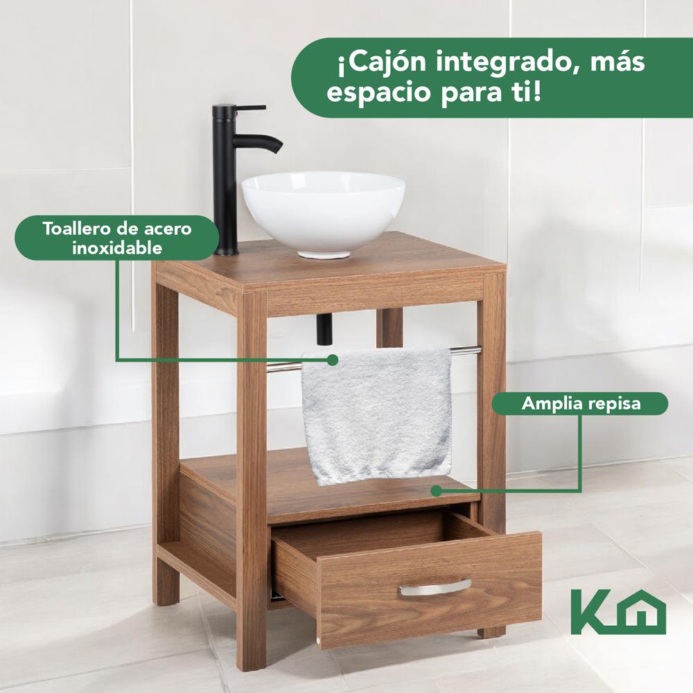 Foto 6 pulgar | Mueble Gabinete Para Baño Lavamanos Lavabo Ovalin Toallero