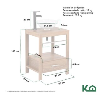Foto 6 | Mueble Gabinete Para Baño Lavamanos Lavabo Ovalin Toallero