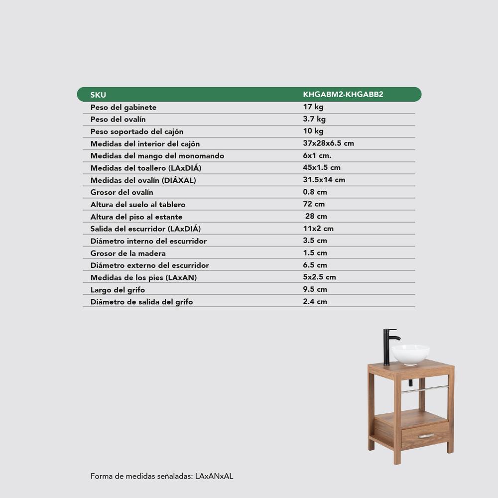 Foto 8 pulgar | Mueble Gabinete Para Baño Lavamanos Lavabo Ovalin Toallero