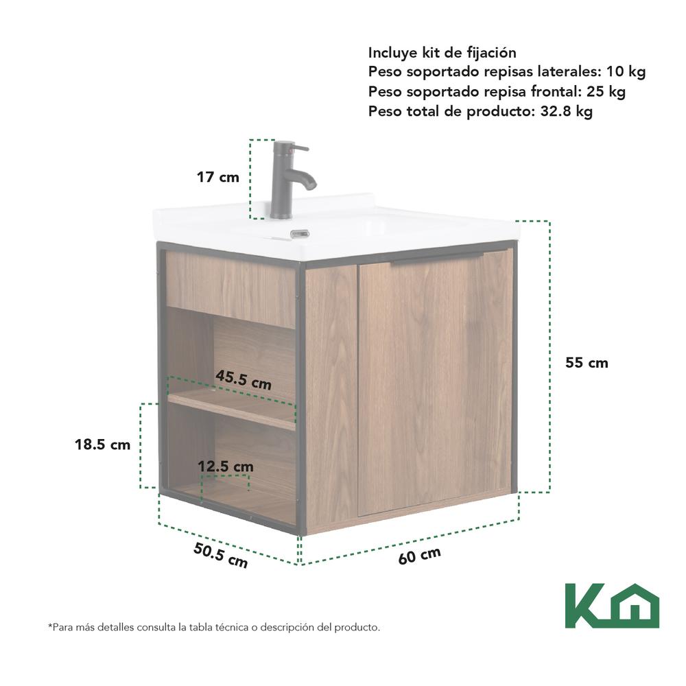 Foto 6 | Mueble Gabinete Para Baño Lavamanos Lavabo Ovalin Con Repisa
