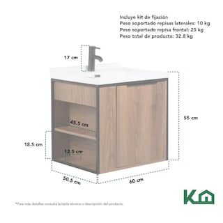 Foto 6 | Mueble Gabinete Para Baño Lavamanos Lavabo Ovalin Con Repisa