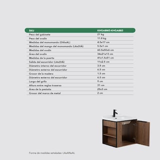 Foto 8 | Mueble Gabinete Para Baño Lavamanos Lavabo Ovalin Con Repisa