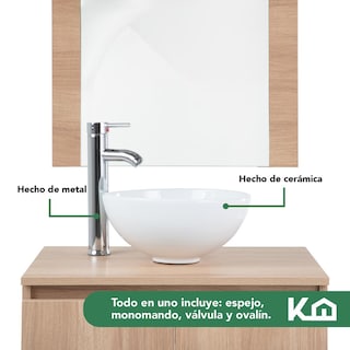 Foto 4 | Mueble Gabinete Para Baño Lavamanos Con Espejo Lavabo Ovalin