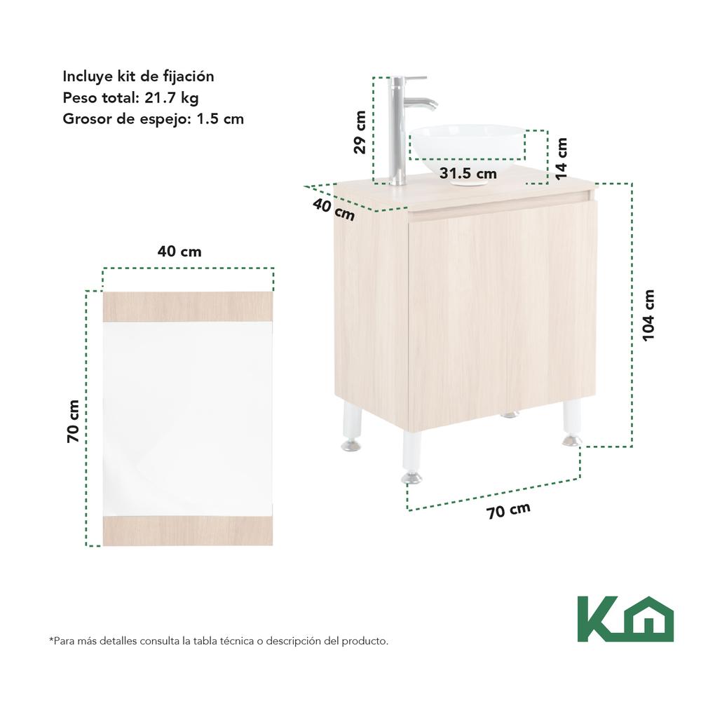 Foto 6 | Mueble Gabinete Para Baño Lavamanos Con Espejo Lavabo Ovalin