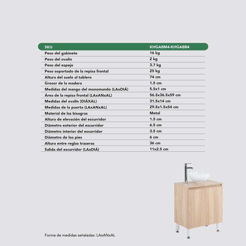 Foto 8 | Mueble Gabinete Para Baño Lavamanos Con Espejo Lavabo Ovalin