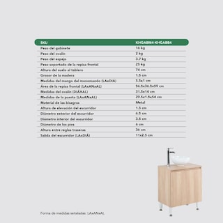 Foto 8 | Mueble Gabinete Para Baño Lavamanos Con Espejo Lavabo Ovalin