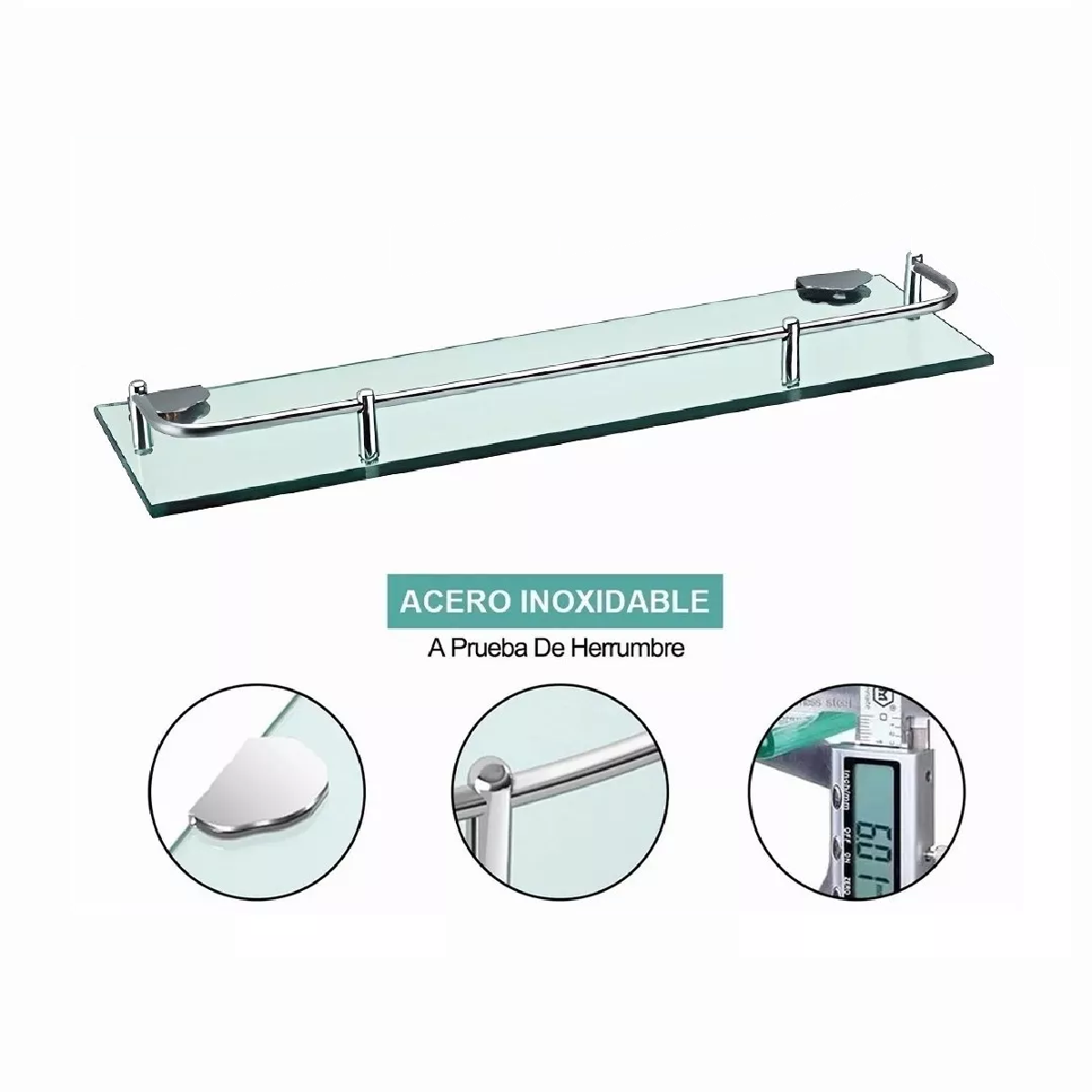 Foto 3 pulgar | Ducha Organizador Baño Estantes Rectangulares De Vidrio