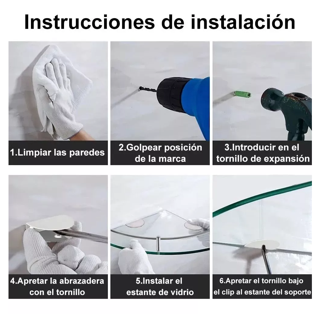 Foto 3 | Repisas Esquineras De Vidrio P/baño Cristal Templano 4 Pzs