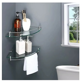 Foto 5 | Repisas Esquineras De Vidrio P/baño Cristal Templano 4 Pzs