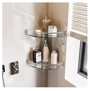 Foto 5 | Repisas Esquineras De Vidrio P/baño Cristal Templano 6 Pzs
