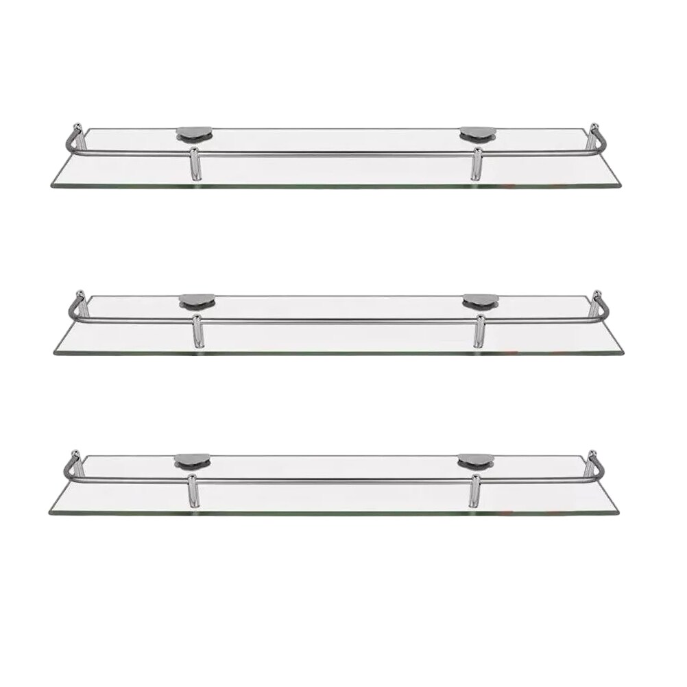 3 Estantes Repisa De Vidrio C/ Baranda Rectangular $1,199