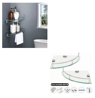 Foto 4 | Repisas Esquineras De Vidrio P/baño Cristal Templano 6 Pzs
