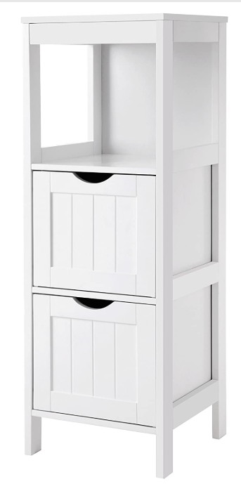 Mueble De Baño Alto Vasagle Mbbc42wt Con 2 Cajones, Color Blanco