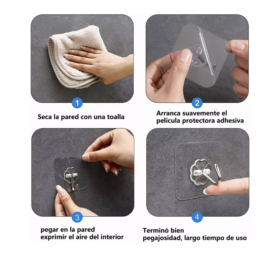 Foto 5 | 30 Pzas Ganchos Adhesivos Impermeables Multiuso T