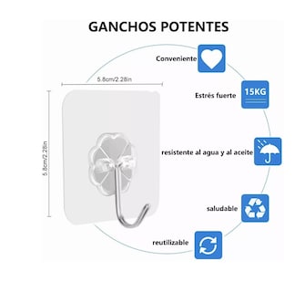 Foto 6 | 30 Pzas Ganchos Adhesivos Impermeables Multiuso T