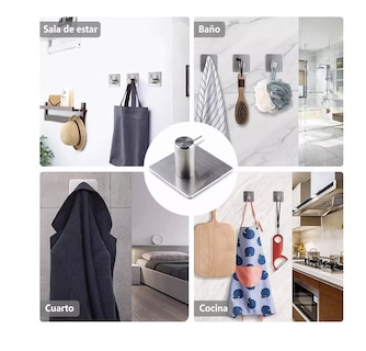 Foto 3 | Ganchos Adhesivos de Acero Inoxidable para Baño - Set de 4 Piezas