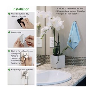 Foto 5 | Ganchos Adhesivos de Acero Inoxidable para Baño - Set de 4 Piezas
