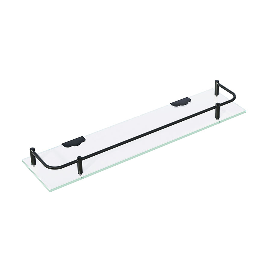 Foto 4 | Esatto Set De 4 Repisas De Vidrio Rectas Para Baño 40 X 10 Cms Herrajes Negros