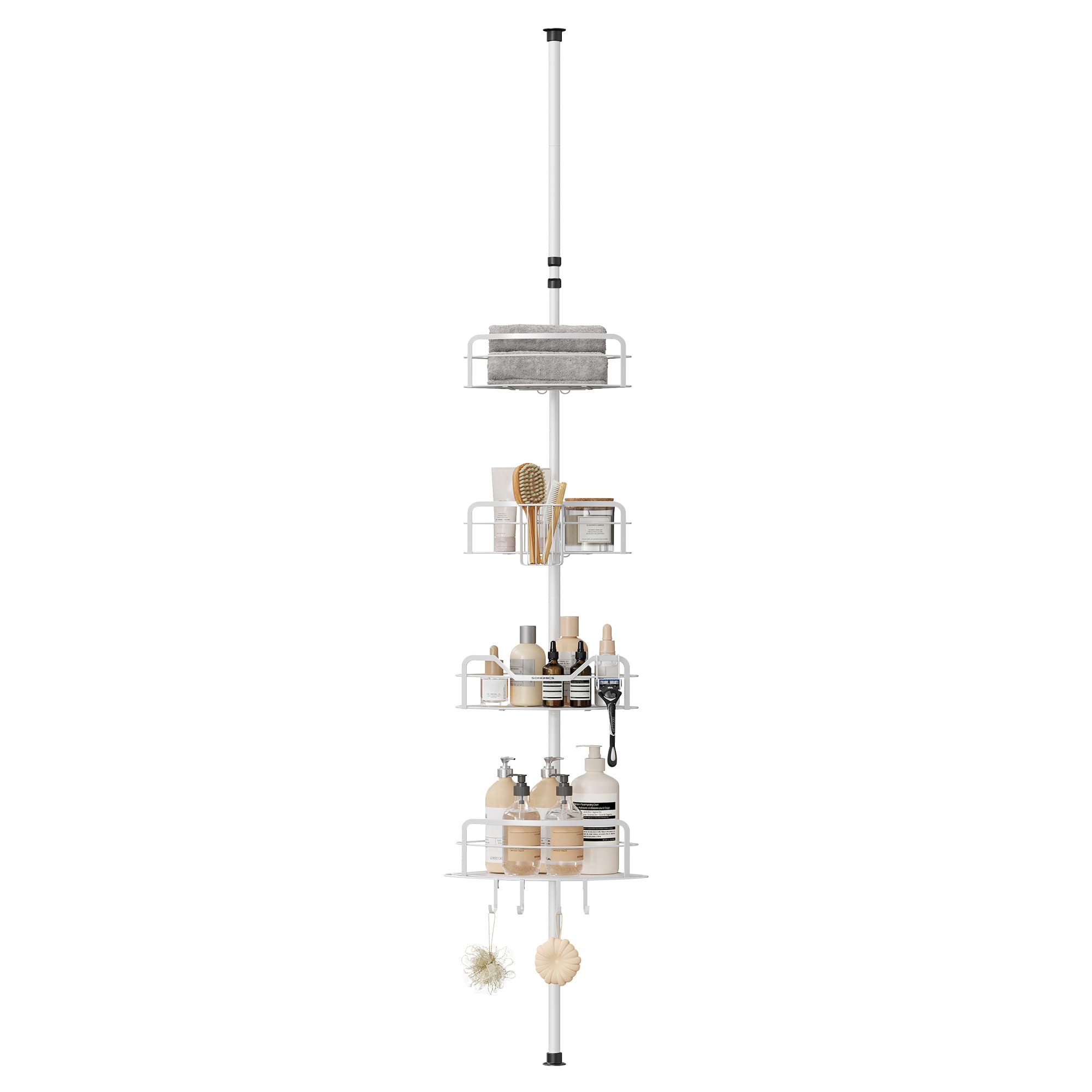 Soporte De Ducha De Esquina Songmics Para Ducha De Esquina, 4 Niveles, Color Blanco Nube