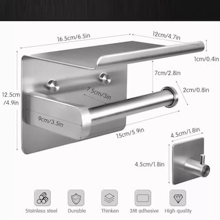 Foto 2 | Portarrollo De Papel Higiénico Y Estante Inoxidable 2ganchos Eo Safe Imports Esi-16342 Plata