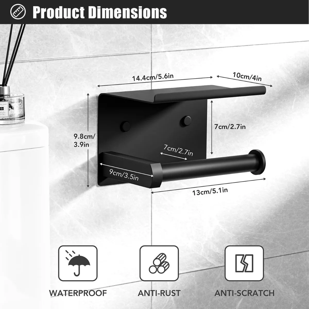 Foto 4 pulgar | Portarrollo De Papel Higiénico Acero Inoxidable, 3pcs Eo Safe Imports Esi-16341 Negro