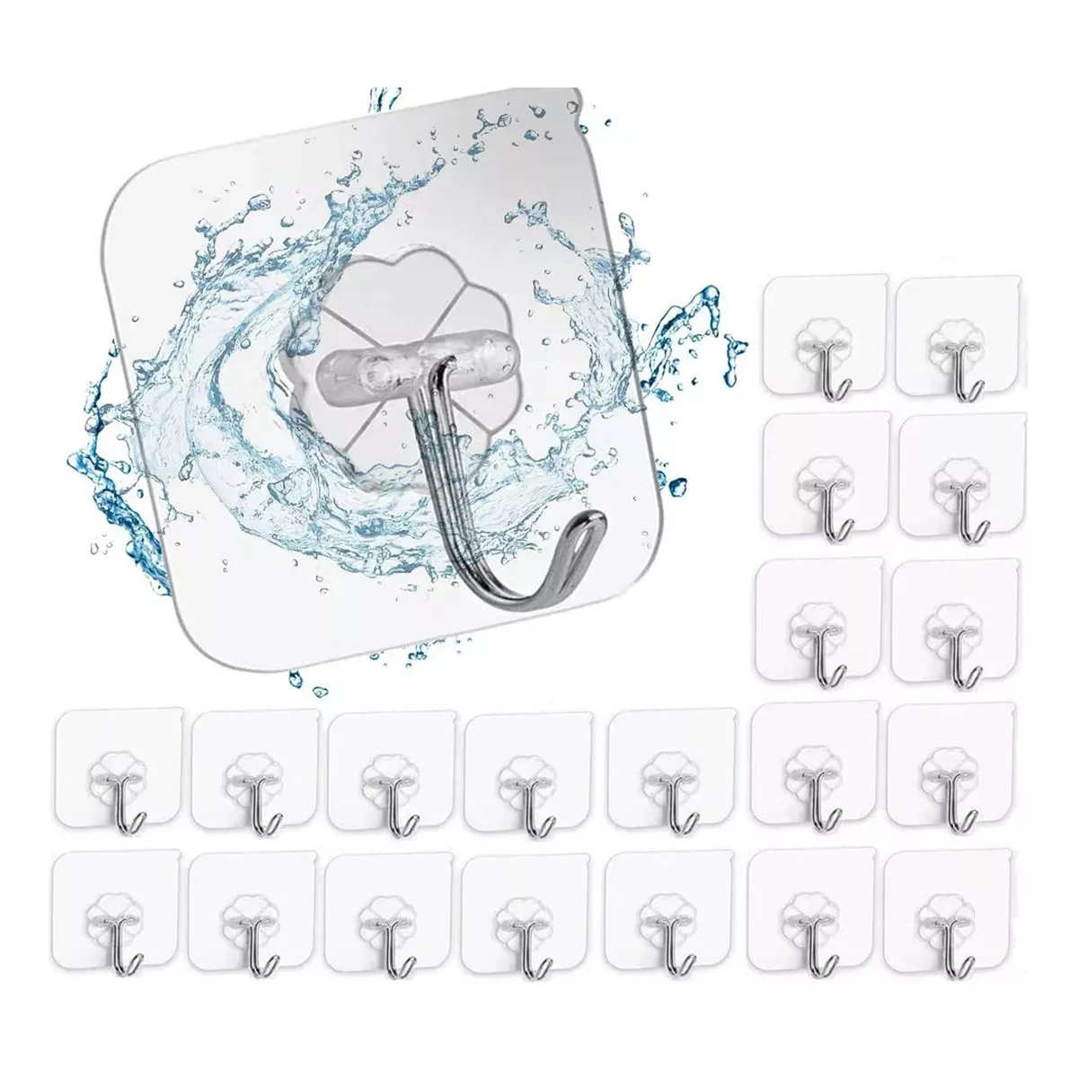 20 Ganchos Adhesivos Transparentes sin Perforaciones Eo Safe Imports Esi-16560 Transparente