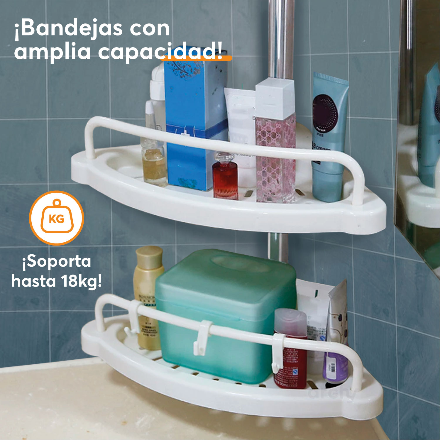 Foto 5 | Archy Esquinero Para Baño Regadera Ajustable 1m A 2.6m Telescopico Resistente Accesorios Para Baño Organizador