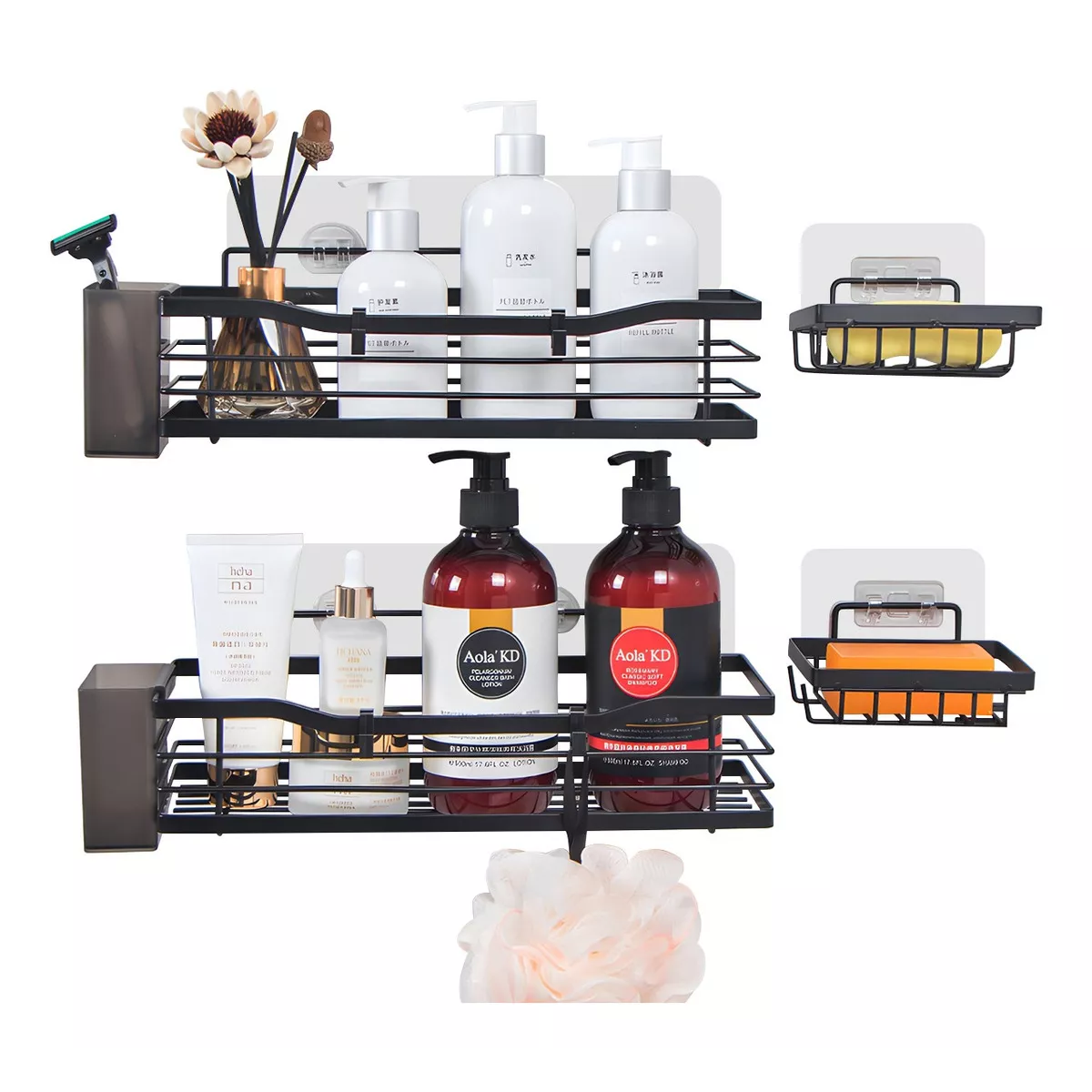 Foto 2 | Set De Estante Organizador De Baño 6 Pzs Eo Safe Imports Esi-17162 Negro