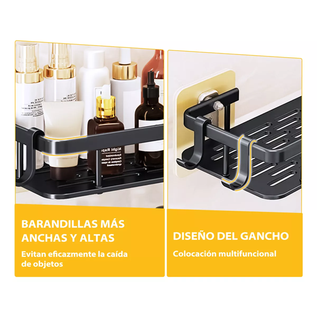 Foto 4 pulgar | Set De 3 Estante Organizador De Baño Eo Safe Imports Esi-17169 Negro