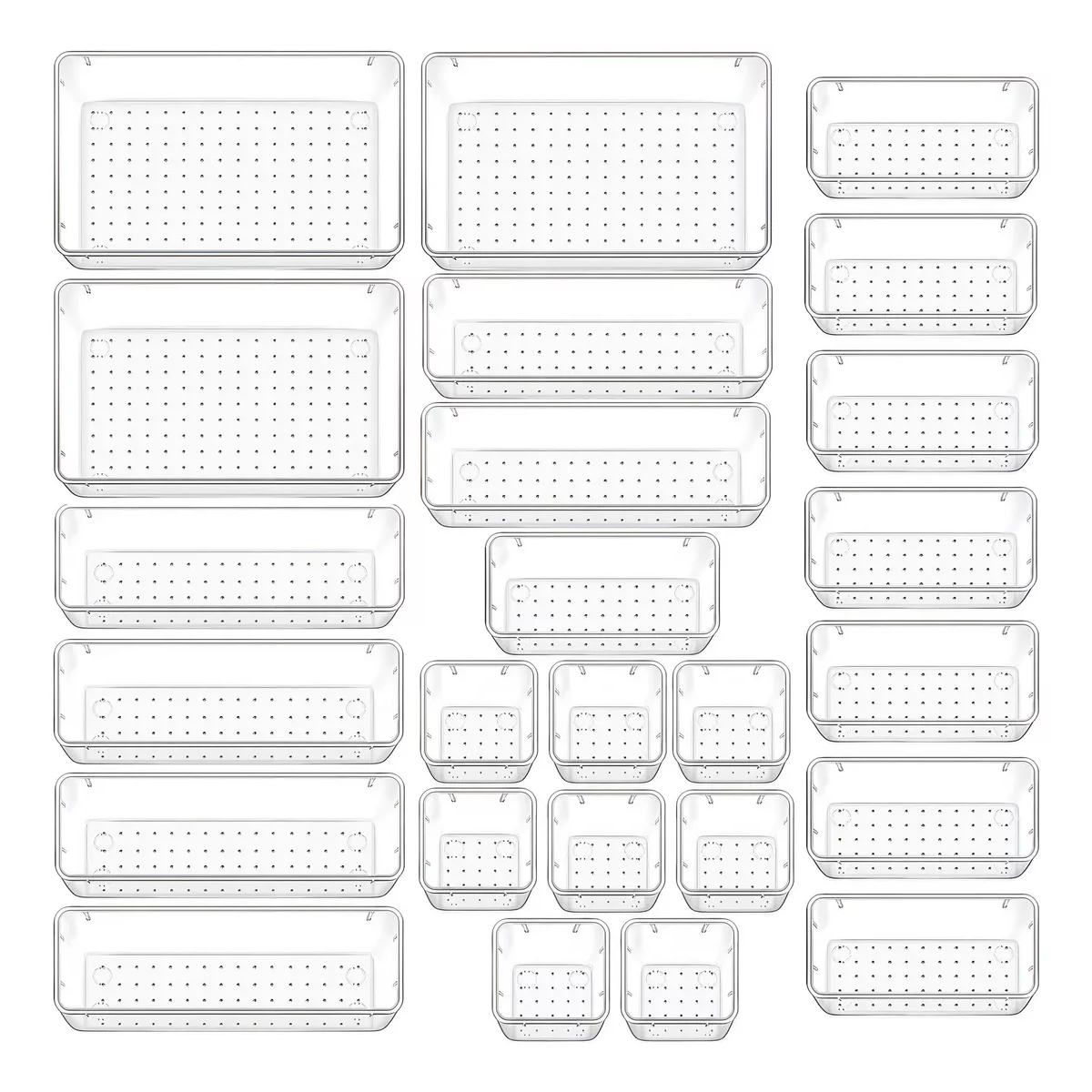 Juego de 25 Organizadores de Cajones de Plástico Eo Safe Imports Esi-17600 Transparente