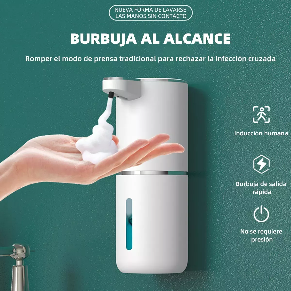 Foto 4 pulgar | Dispensador De Jabón Automático Líquida Recargable Usb Eo Safe Imports Esi-17682 Blanco