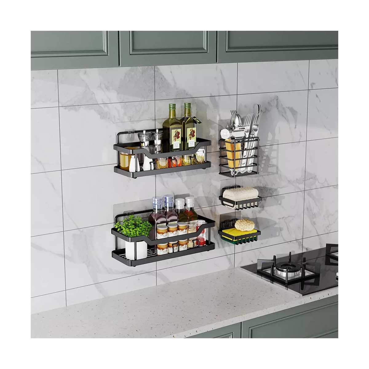 Foto 5 pulgar | Organizadores para Baño Eo Safe Imports ESI-17704 Negro 5 Piezas