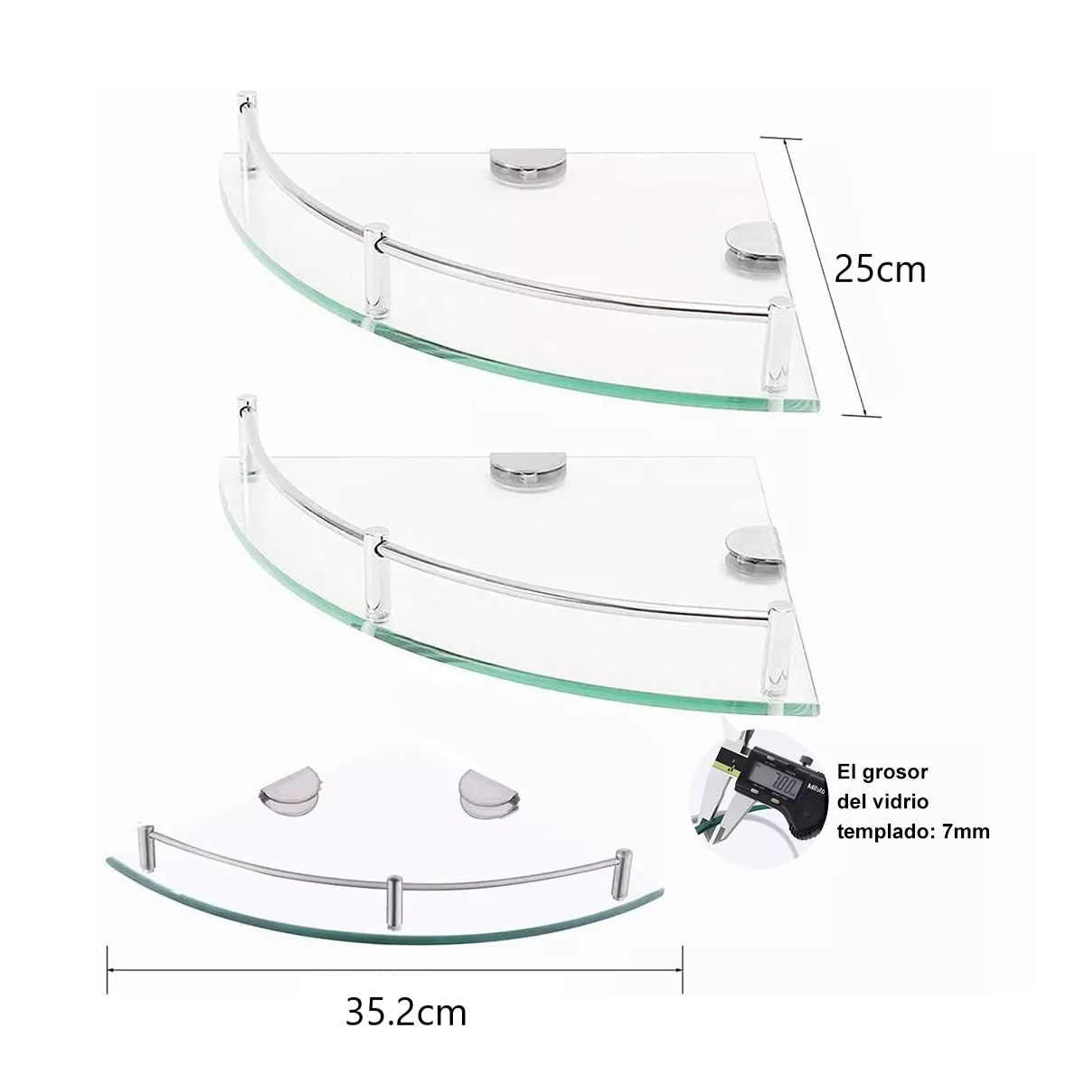 Foto 3 pulgar | Repisas Estante de Vidrio para Baño Eo Safe Imports ESI-17701 Transparente 6 Piezas