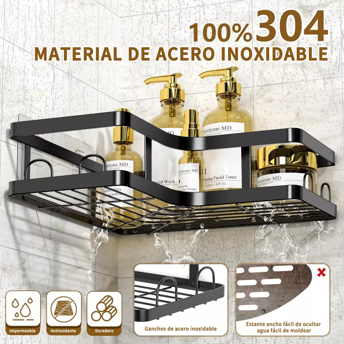 Foto 4 pulgar | Organizador de Baño Eo Safe Imports ESI-17703 Negro Acero Inoxidable