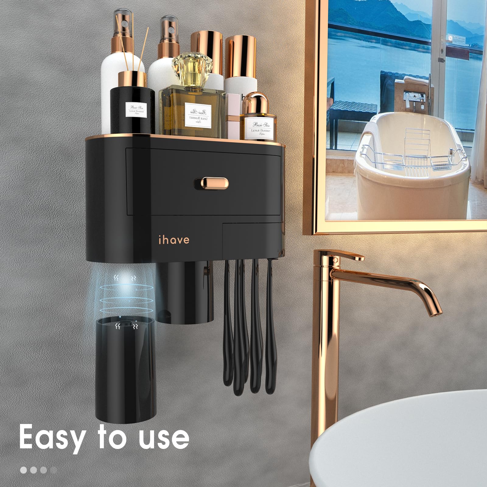 Foto 4 pulgar | Organizador de Baño iHave Montado en la Pared con 2 Tazas para Baño - Venta Internacional