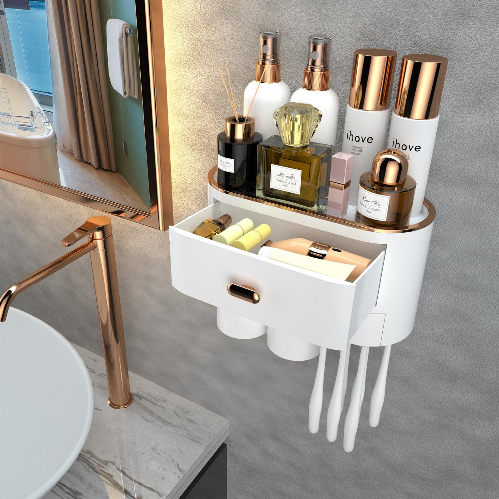Foto 2 pulgar | Organizador de Baño iHave Montado en la Pared con 2 Tazas para Baño - Venta Internacional