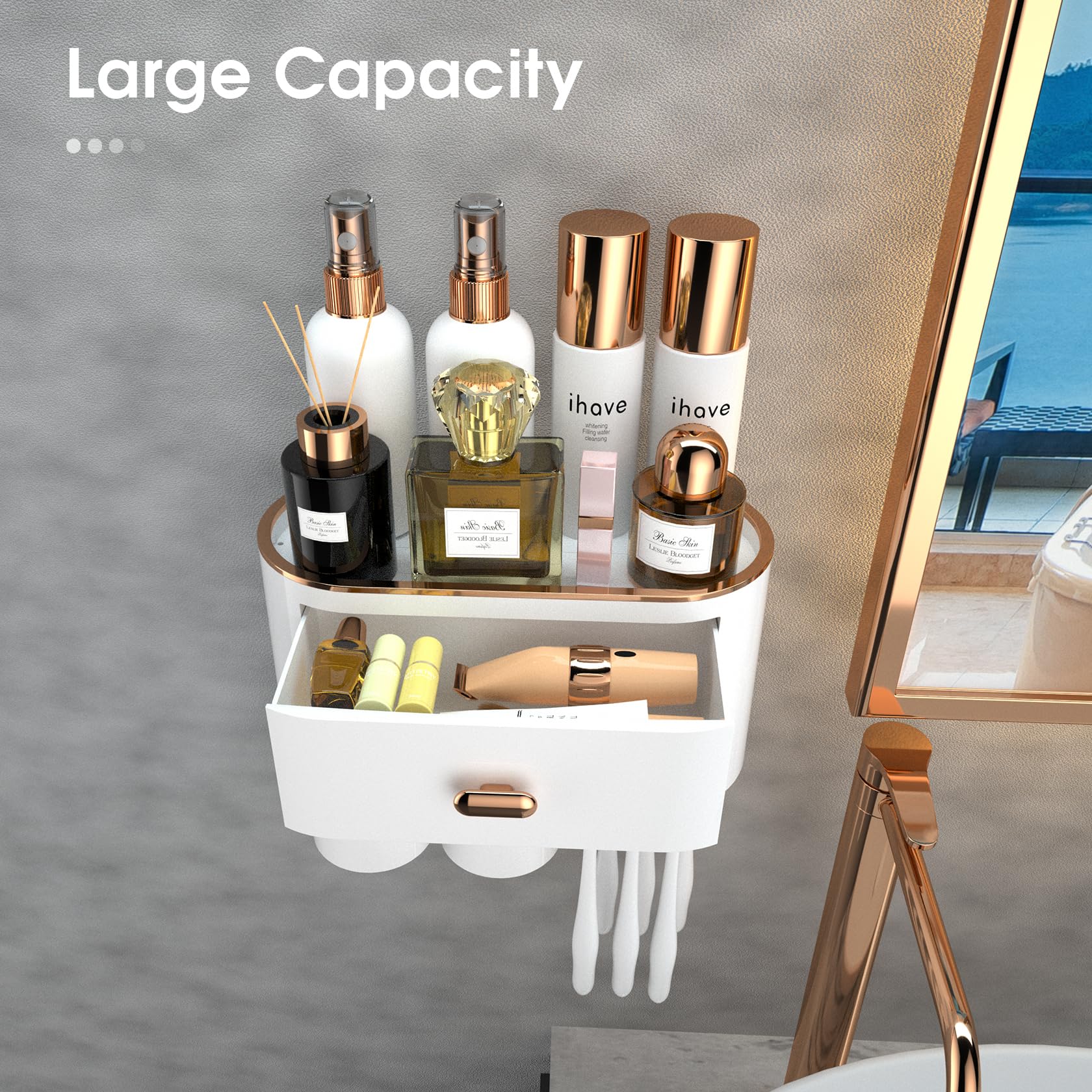 Foto 3 pulgar | Organizador de Baño iHave Montado en la Pared con 2 Tazas para Baño - Venta Internacional