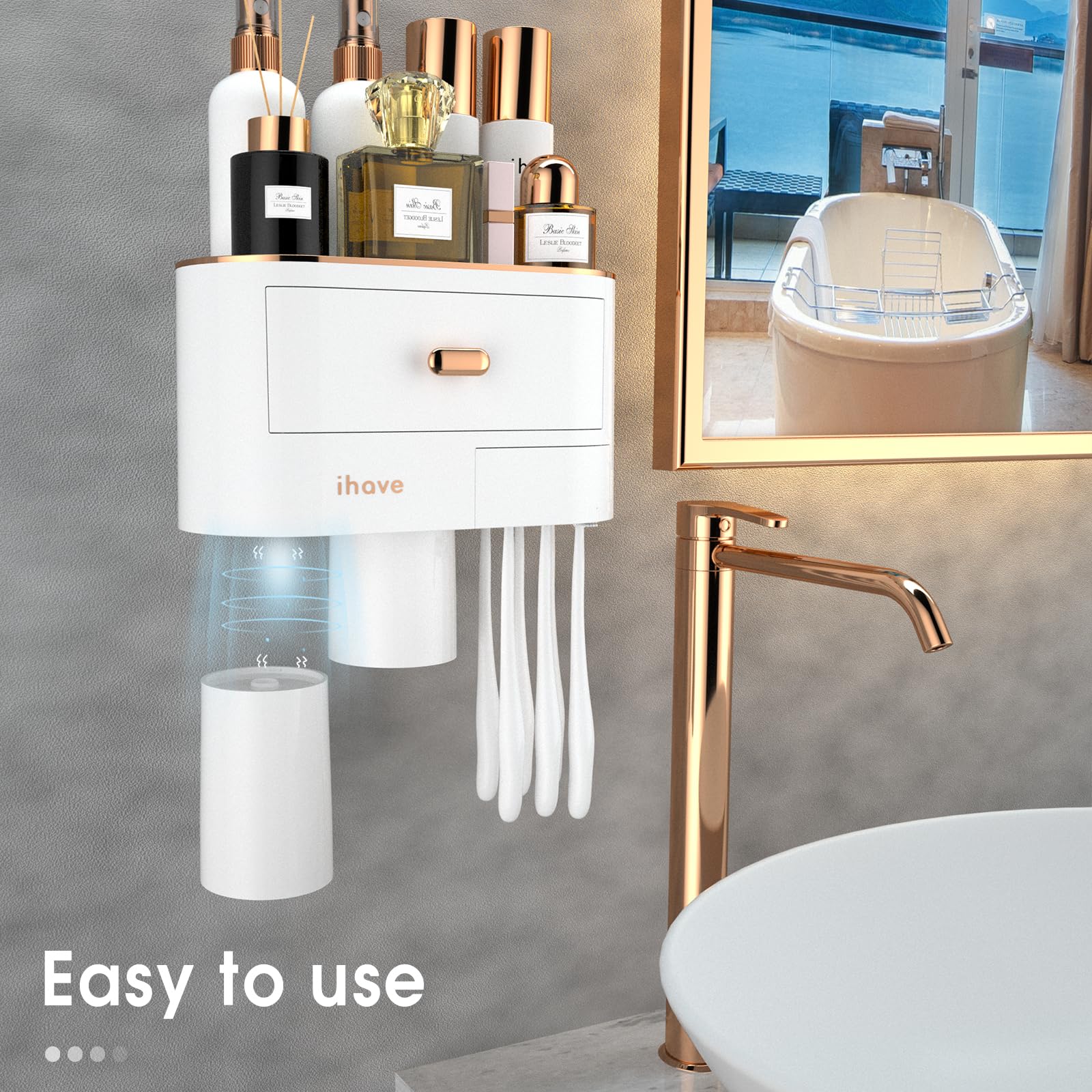 Foto 4 pulgar | Organizador de Baño iHave Montado en la Pared con 2 Tazas para Baño - Venta Internacional