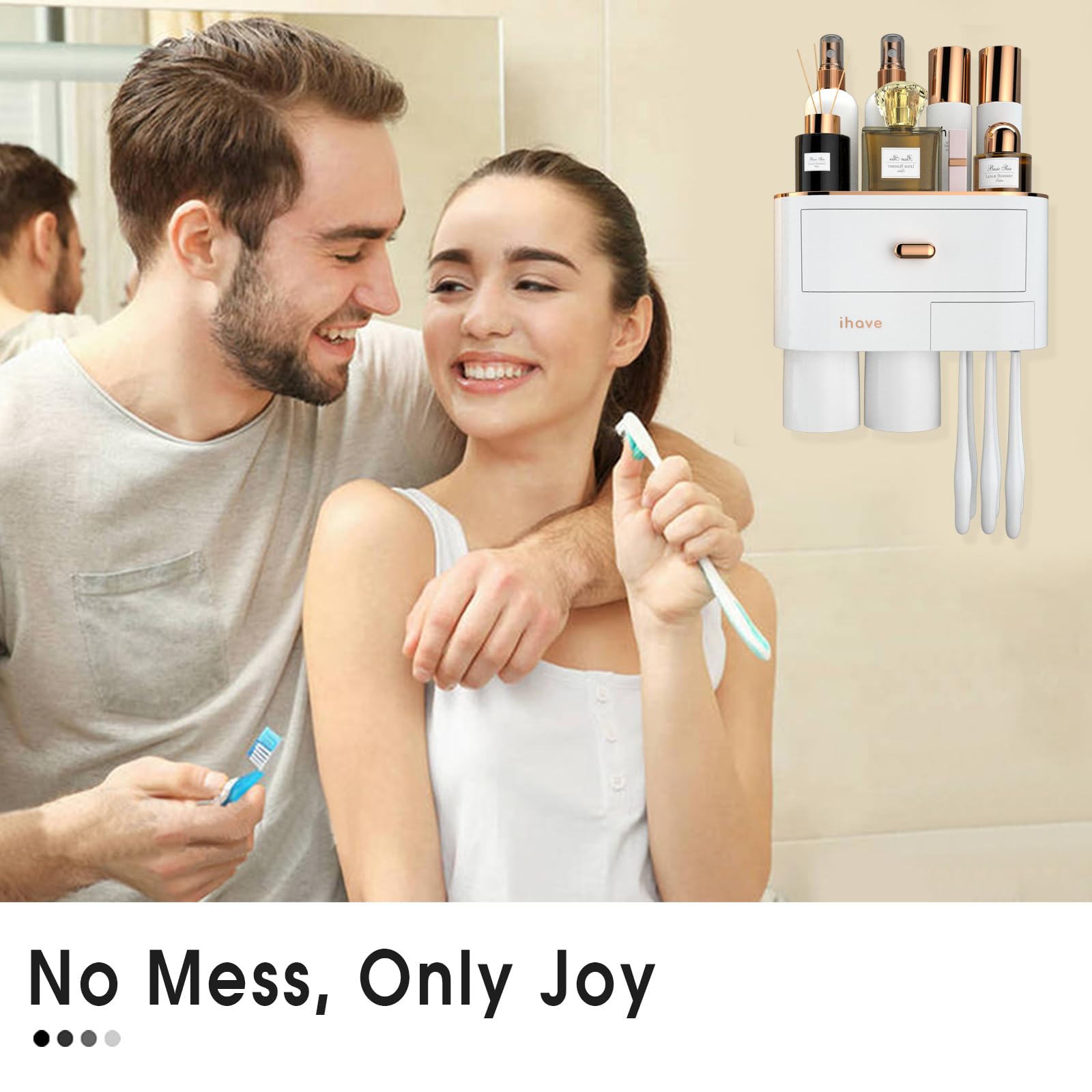 Foto 8 pulgar | Organizador de Baño iHave Montado en la Pared con 2 Tazas para Baño - Venta Internacional