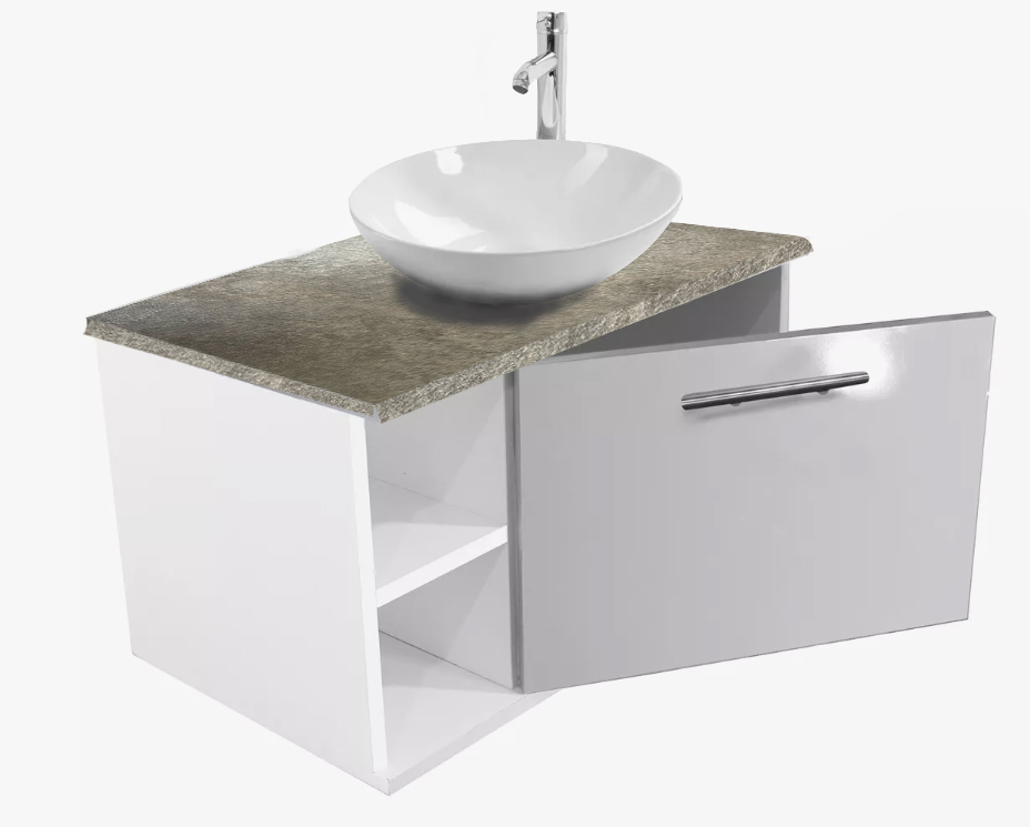 Gabinete Baño Monomando Ovalin Rugodo Puerta Gris