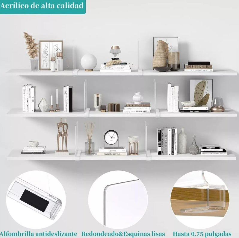 Foto 2 | 6pz Repisas Organizadores Xtellar De Estantes Divisores De Acrílico Beige