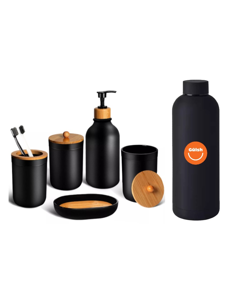 Juego De Accesorios De Baño 5pzas + Termo De Agua Güish