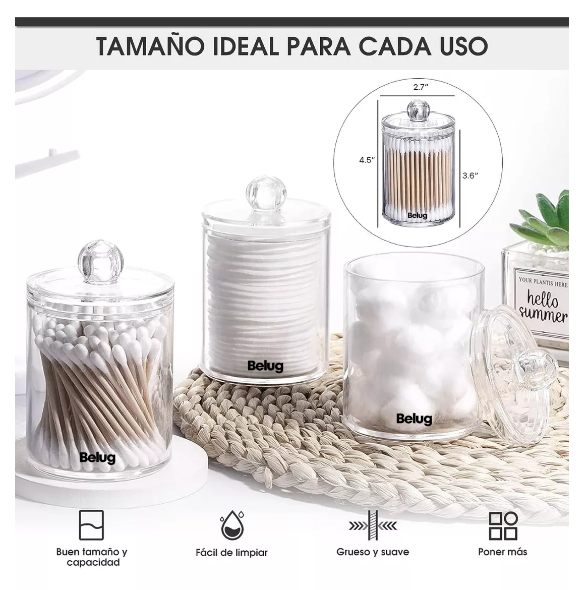Foto 3 pulgar | Juego De Tarros Belug Para Tocador De Baño 4 Piezas Transparente