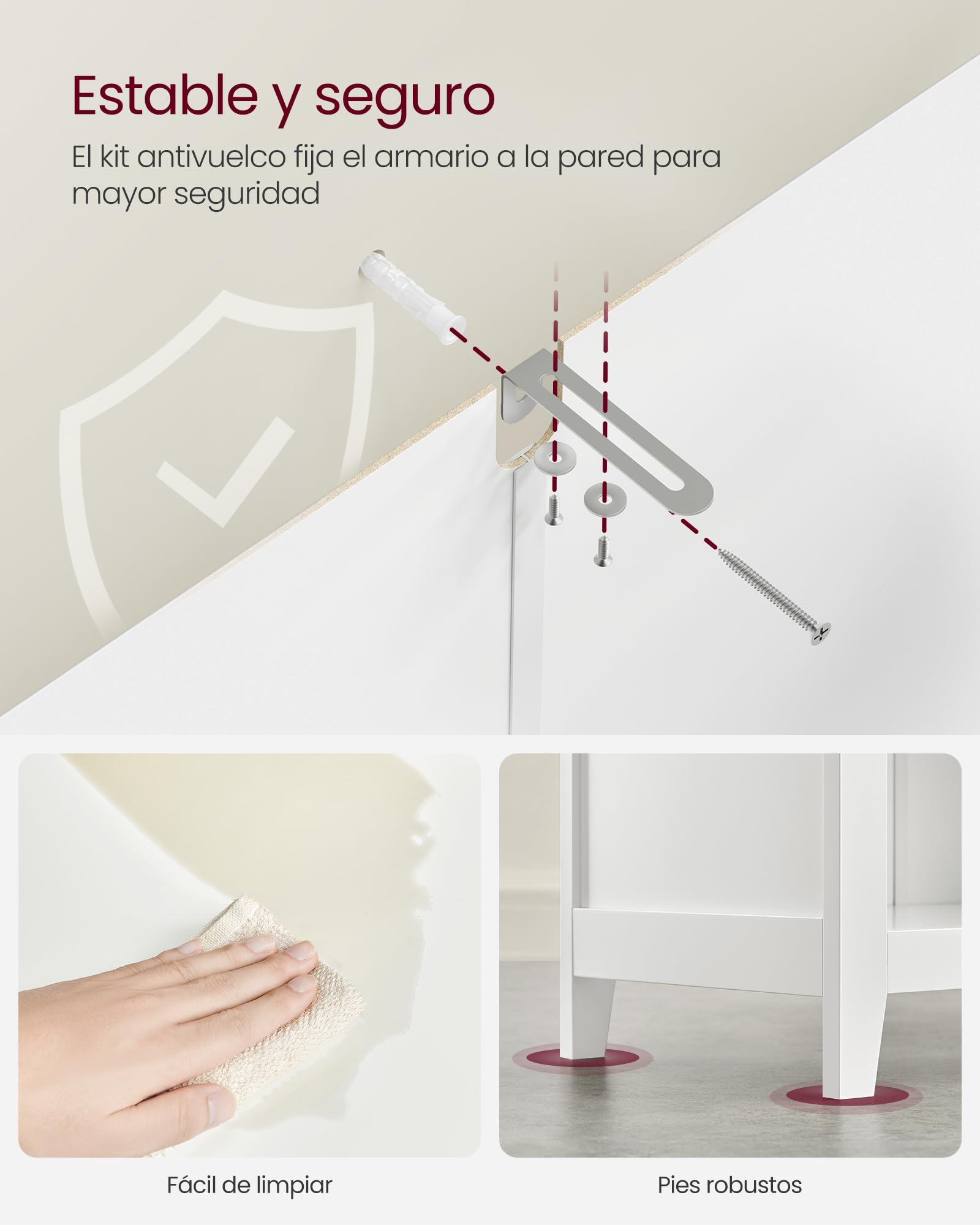 Foto 8 pulgar | Vasagle Mueble De Baño, Armario De Baño, 30 X 60 X 80 Cm, 2 Cajones, 2 Cestas, Aparador, Blanco Nube Mbbc545w02