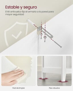 Foto 7 | Vasagle Mueble De Baño, Armario De Baño, 30 X 60 X 80 Cm, 2 Cajones, 2 Cestas, Aparador, Blanco Nube Mbbc545w02