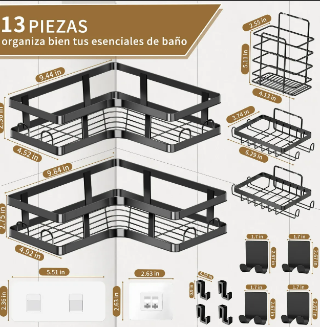Foto 4 pulgar | Xtellar Organizador Baño Regadera Estante 304 Acero Inoxidable Con Adhesivos